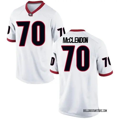 Men's Nike Warren McClendon Georgia Bulldogs Game White Football College Jersey