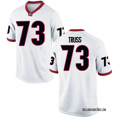 Men's Nike Xavier Truss Georgia Bulldogs Game White Football College Jersey