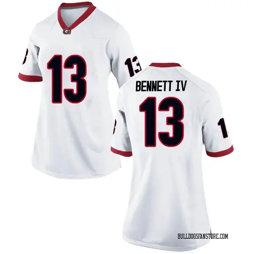 Women's Nike Stetson Bennett Georgia Bulldogs Replica White Football  College Jersey